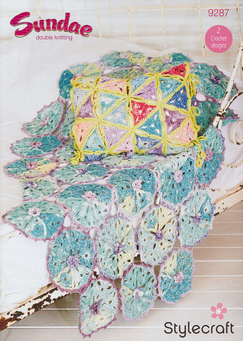 Throw and Over Cushion in Stylecraft Sundae and Classique Cotton DK (9287)