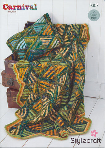 Triangle Hexagon Throw and Cushion Cover in Stylecraft Carnival Chunky and Special Aran (9307)