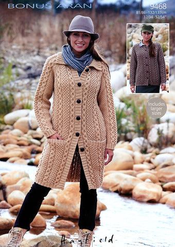 Cardigan and Jacket in Hayfield Bonus Aran (9468)