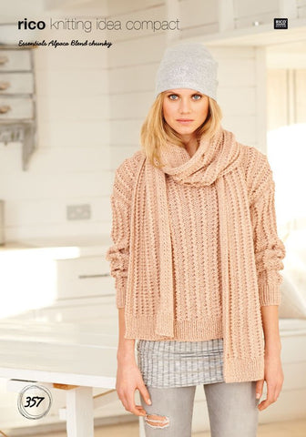 Ribbed Sweater and Scarf in Rico Design Essentials Alpaca Blend Chunky (357)
