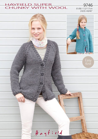 Raglan Cardigans in Hayfield Super Chunky With Wool (9746)