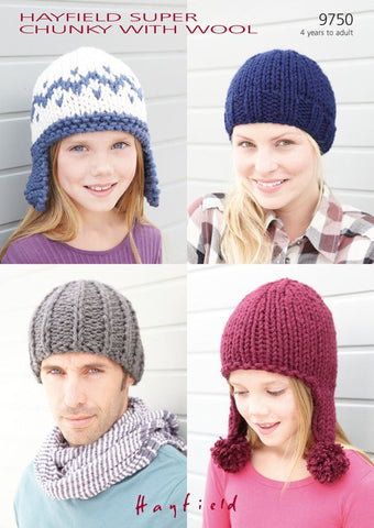 Hats in Hayfield Super Chunky With Wool (9750)