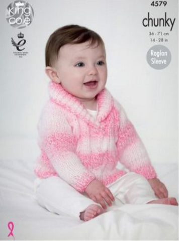 Cardigan and Sweater in King Cole Baby Soft Chunky - Big Value (4579)