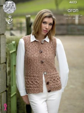 Waistcoat & Slipover in King Cole Fashion Aran Combo (4623)