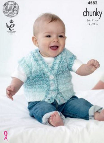 Waistcoat in King Cole Baby Soft Chunky - Big Value (4582)