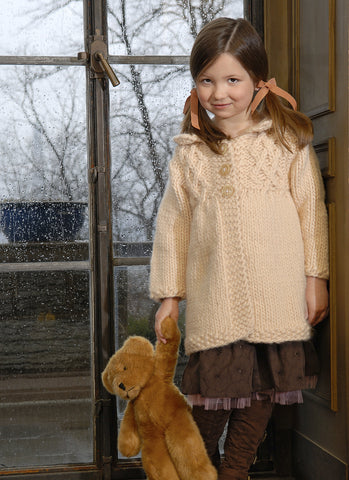 Girl's Smocked Coat in Blue Sky Bulky (GC)