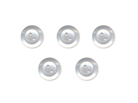 Pearlescent Rimmed Round Buttons - White - 020