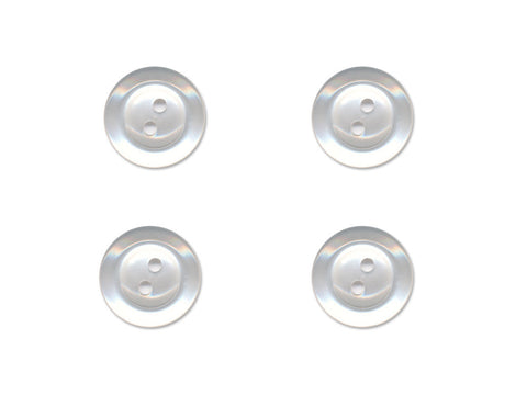 Pearlescent Rimmed Round Buttons - White - 021