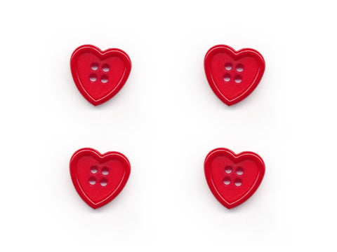Rimmed Heart Shaped Buttons - Red - 353