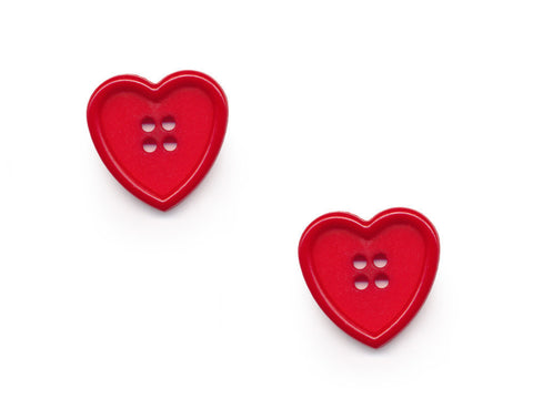 Rimmed Heart Shaped Buttons - Red - 354
