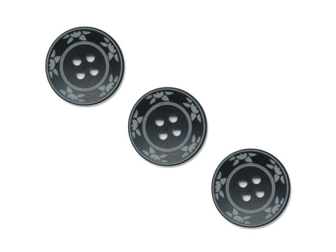 Round Floral Detailed Buttons - Black - 475