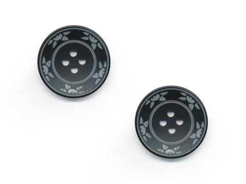 Round Floral Detailed Buttons - Black - 476