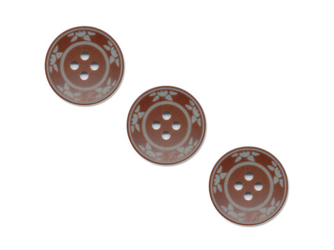 Round Floral Detailed Buttons - Brown - 507