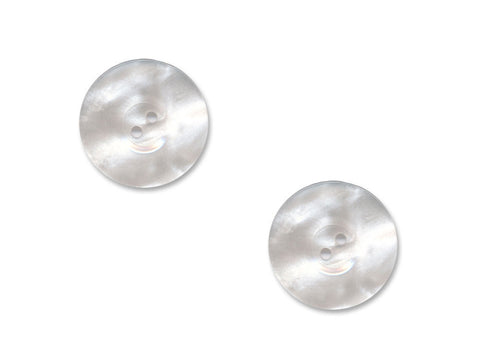 Pearlescent Thick Rimmed Round Buttons - White - 863