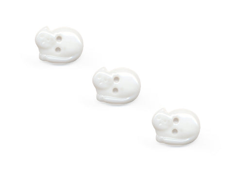 Cat Shaped Buttons - White - 865