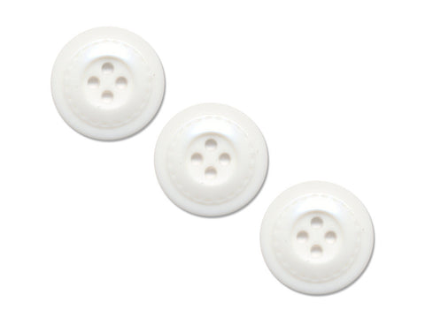 Round Stitch Effect Buttons - White - 887