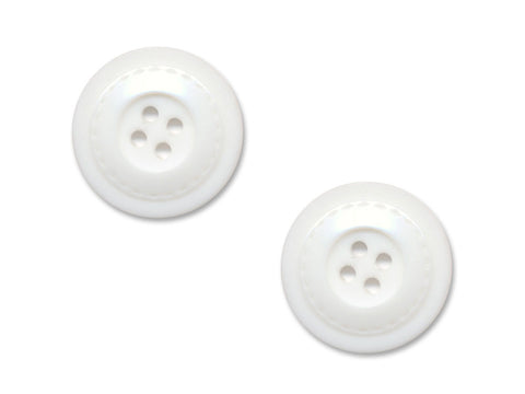 Round Stitch Effect Buttons - White - 888