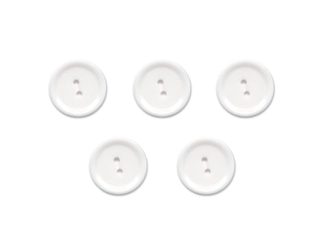 Rimmed Round Buttons - White - 894