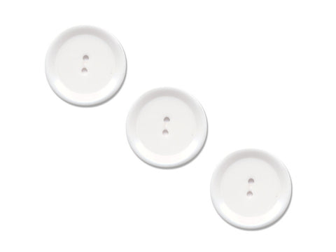 Rimmed Round Buttons - White - 895