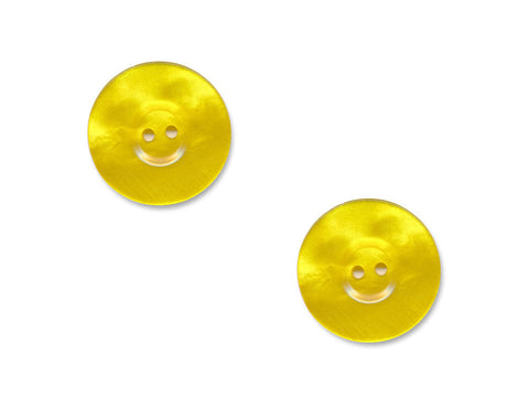 Pearlescent Thick Rimmed Round Buttons - Yellow - 924