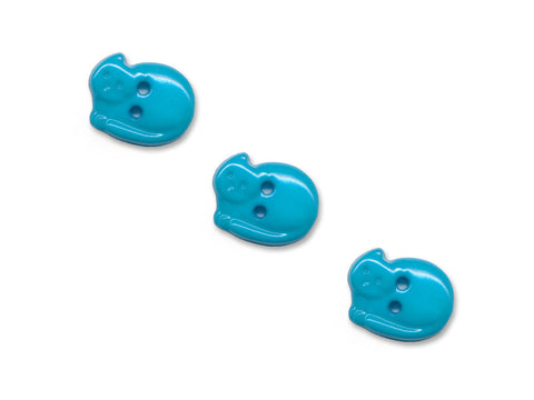 Cat Shaped Buttons - Blue - 942