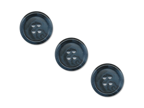 Round Rimmed Two-Tone Buttons - Blue & Black - 953