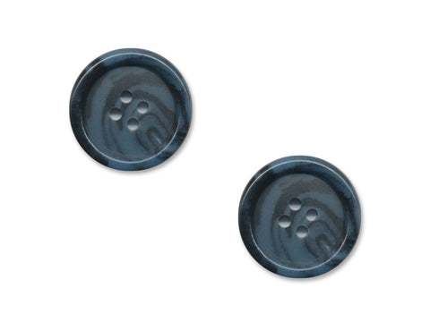 Round Rimmed Two-Tone Buttons - Blue & Black - 954