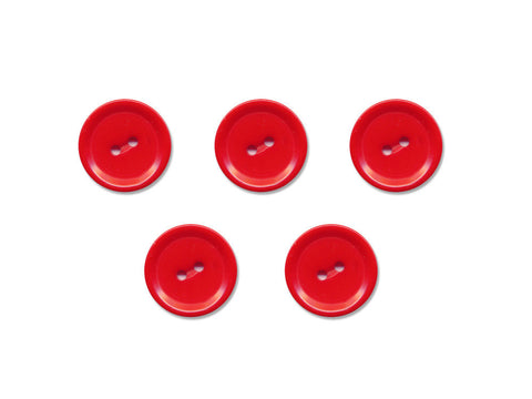 Rimmed Round Buttons - Red - 1088