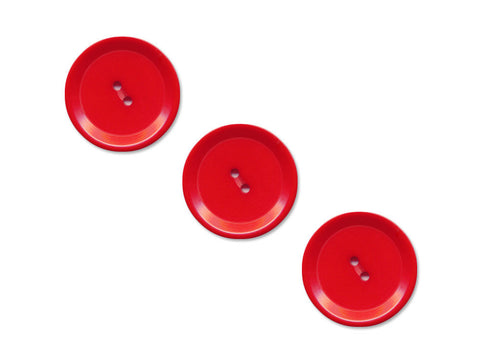 Rimmed Round Buttons - Red - 1089