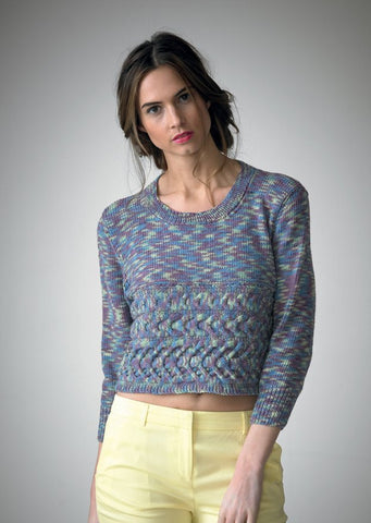 Sweater with Sideways Cabled Panel at Lower Section in Araucania Huasco (AY029)