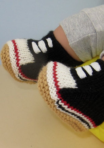 Baby Retro Baseball Boots by MadMonkeyKnits (629) - Digital Version