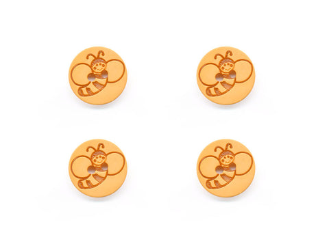 Round Bee Print Buttons - Yellow - 931