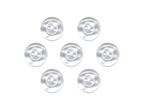 Round Thick Rimmed Pearl Effect Buttons - White - 007