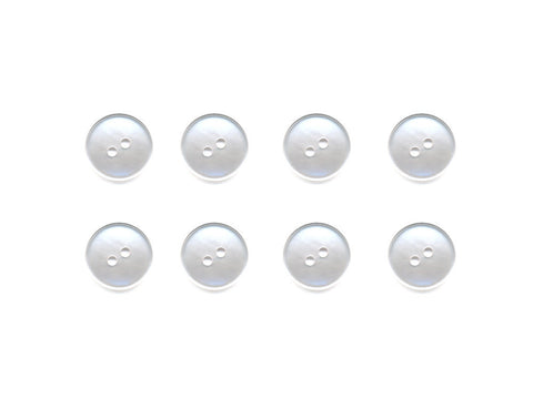 Pearlescent Rimmed Round Buttons - White - 009