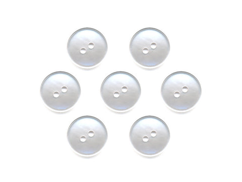 Pearlescent Rimmed Round Buttons - White - 010