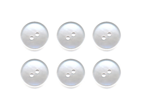 Pearlescent Rimmed Round Buttons - White - 011