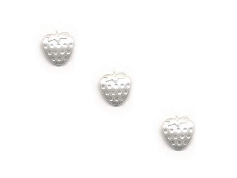 Pearlescent Strawberry Shaped Buttons - White - 075