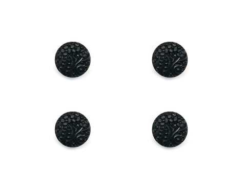 Round Textured Design Buttons - Black - 1025