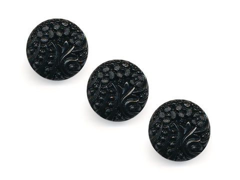 Round Textured Design Buttons - Black - 1026