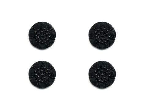 Round Textured Design Buttons - Black - 1027