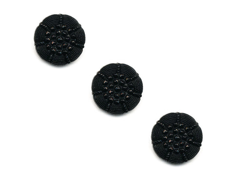 Round Textured Design Buttons - Black - 1028