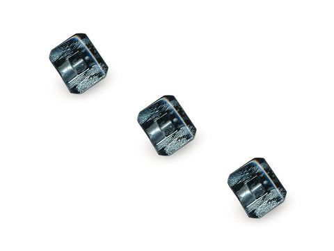 Rectangular Fashion Buttons - Black/Silver - 1039