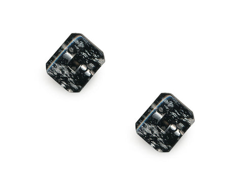 Rectangular Fashion Buttons - Black/Silver - 1040