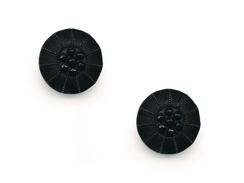 Round Textured Design Buttons - Black - 1046