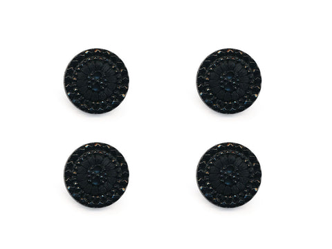 Round Textured Design Buttons - Black - 1049
