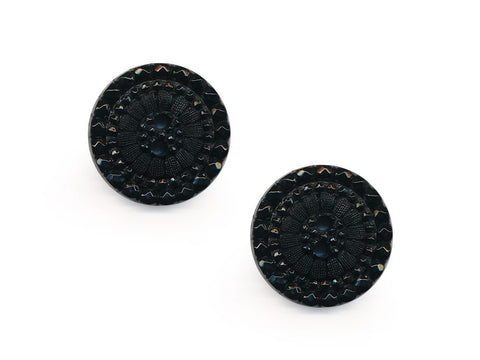 Round Textured Design Buttons - Black - 1050