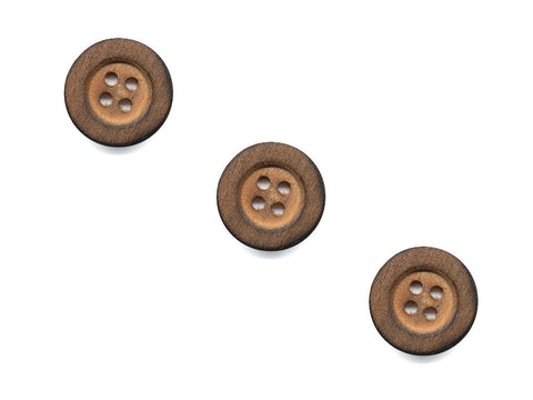 Round Thick Rimmed Wooden Buttons - 1054