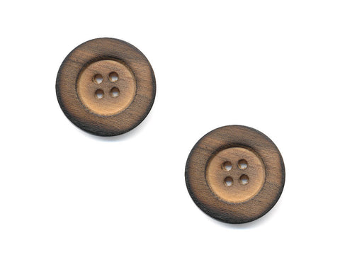 Round Thick Rimmed Wooden Buttons - 1055
