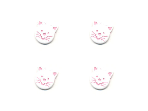 Novelty Cat Shaped Buttons - White & Pink - 105