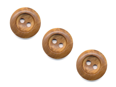 Round Thick Rimmed Wooden Buttons - 1060